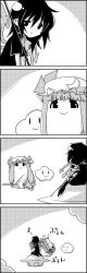Rule 34 | 1girl, 4koma, :d, asymmetrical wings, broom, broom riding, butterfly net, cloud, comic, commentary request, crescent, greyscale, hand net, hat, highres, houjuu nue, mob cap, monochrome, musical note, open mouth, patchouli knowledge, pointy ears, quaver, smile, take it home, tani takeshi, touhou, translation request, ufo, wings, yukkuri shiteitte ne, | |