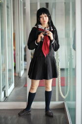 Rule 34 | cosplay, enma ai, highres, jigoku shoujo, kanata (model), kneehighs, photo (medium), sailor, school uniform, serafuku, socks, waraningyo