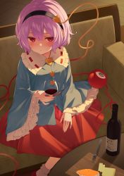 Rule 34 | @ @, eyeball, from above, hair ornament, heart, heart hair ornament, highres, holding, indoors, kanpa (campagne 9), komeiji satori, light, looking at viewer, pink hair, table, third eye, touhou