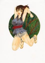 Rule 34 | 00s, armpits, basilisk (manga), brown hair, jumping, ninja, okoi, tree