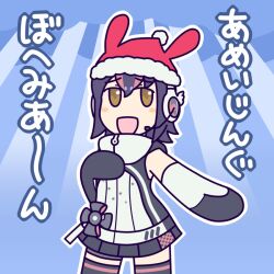 Rule 34 | balbal94, black hair, elbow gloves, gloves, humboldt penguin (kemono friends), kemono friends, kemono friends v project, looking at viewer, microphone, multicolored hair, short hair, tail, virtual youtuber