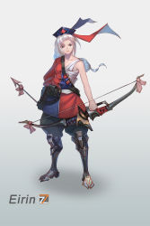 Rule 34 | 1girl, adapted costume, arrow (projectile), blizzard (company), bow (weapon), cosplay, crossover, hanzo (overwatch), hanzo (overwatch) (cosplay), hat, highres, japanese clothes, long hair, nurse cap, overwatch, overwatch 1, ponytail, quiver, short hair, silver hair, single sleeve, touhou, weapon, yagokoro eirin, zhengyifan7
