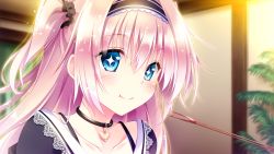 Rule 34 | 1girl, blue eyes, blush, character request, game cg, golden marriage, hayakawa harui, indoors, pink hair, solo, tagme