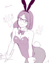 Rule 34 | 1girl, animal ears, ass, bare shoulders, breasts, cleavage, fake animal ears, glasses, little witch academia, long hair, looking at viewer, medium breasts, namaashi (moi taoru), pantyhose, playboy bunny, rabbit ears, rabbit tail, smile, solo, tail, ursula callistis