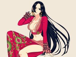 Rule 34 | 1girl, black hair, boa hancock, breasts, highres, large breasts, long hair, one piece, solo