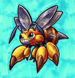 Rule 34 | antennae, bee, bug, digimon, digimon (creature), funbeemon, green eyes, insect, solo, wings