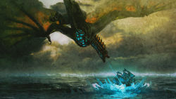 Rule 34 | a song of ice and fire, anato finnstark, breath weapon, breathing ice, cloud, cloudy sky, commentary, commentary typo, dragon, english commentary, flying, game of thrones, highres, ice, no humans, ocean, open mouth, original, outdoors, scenery, ship, sky, watercraft