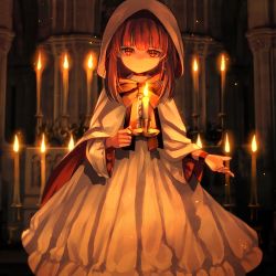 Rule 34 | 1girl, architecture, arm ribbon, bow, brown hair, building, candle, candlelight, candlestand, capelet, choker, church, closed mouth, column, commentary request, commission, dress, fallenshadow, flat chest, gothic architecture, holding, holding candle, hood, hood up, hooded capelet, indie virtual youtuber, indoors, kokuzu, looking at viewer, medium hair, non-web source, petite, pillar, red bow, red choker, red eyes, red ribbon, ribbon, second-party source, sidelocks, single wrist cuff, skeb commission, solo, standing, virtual youtuber, white capelet, white dress, wrist cuffs