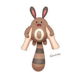 Rule 34 | :d, black eyes, blush, commentary request, creature, creatures (company), disembodied limb, fingernails, game freak, gen 2 pokemon, highres, looking at viewer, nintendo, open mouth, pokemon, pokemon (creature), sentret, simple background, smile, solid oval eyes, tongue, twitter username, waomonkey, white background