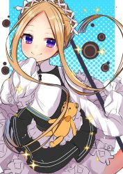 Rule 34 | 1girl, abigail williams (fate), abigail williams (festival outfit) (fate), akirannu, apron, black skirt, blonde hair, blue eyes, bow, butterfly hair ornament, fate/grand order, fate (series), hair ornament, heroic spirit chaldea park outfit, highres, key, long hair, looking at viewer, maid, maid apron, maid headdress, official alternate costume, orange bow, parted bangs, skirt, sleeves past fingers, sleeves past wrists, smile, sparkle, stuffed animal, stuffed toy, teddy bear, white bow