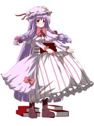 Rule 34 | 1girl, absurdres, blush, book, female focus, full body, hat, highres, long hair, patchouli knowledge, purple eyes, ribbon, serano, shiratori serano, solo, touhou, transparent background, very long hair