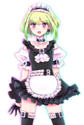 Rule 34 | 1boy, alternate costume, apron, black dress, blonde hair, chemaru (a8l), ascot, crossdressing, dress, earrings, enmaided, frilled apron, frills, gloves, half gloves, highres, jewelry, lio fotia, maid, maid apron, maid headdress, male focus, promare, puffy sleeves, short sleeves, white apron, wrist cuffs