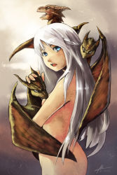Rule 34 | 10s, 1girl, 2012, a song of ice and fire, absurdres, animal, animification, blue eyes, breasts, daenerys targaryen, dated, dirty, dragon, drogon, headpat, highres, holding, holding animal, long hair, looking at viewer, looking back, nude, open mouth, rhaegal, robert knight, signature, silver hair, small breasts, solo, viserion