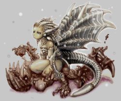 Rule 34 | 1girl, capcom, ibukichi, kushala daora, monster hunter (series), personification, solo, tail, wings