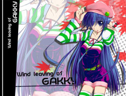 Rule 34 | blue eyes, blue hair, gakky, hat, long hair, pointy ears, solo, striped clothes, striped thighhighs, thighhighs, wallpaper