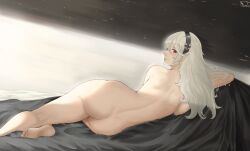 Rule 34 | 1girl, ass, corrin (female) (fire emblem), corrin (fire emblem), fire emblem, fire emblem fates, hairband, highres, looking at viewer, looking back, magdalenus27, nintendo, pointy ears, red eyes, smile, solo, white hair
