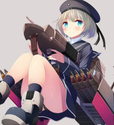 Rule 34 | 10s, 1girl, azure (capriccio), bad id, bad pixiv id, black panties, blue eyes, clothes writing, hat, kantai collection, panties, pantyshot, personification, sailor hat, short hair, silver hair, solo, underwear, z1 leberecht maass (kancolle)