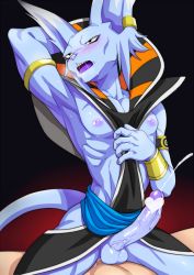 Rule 34 | 2boys, anal, animal ears, blue skin, cat, cat ears, censored, colored skin, cum, cum in ass, cumdrip, dragon ball, dragonball z, ejaculation, erection, god of destruction beerus, heart, heart censor, interspecies, male focus, male penetrated, multiple boys, muscular, nipples, orgasm, penis, sex, sitting, steam, straddling, sweat, teba motoko, testicles, tongue, whirus, whis, work:dragon ball fusions, yaoi