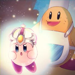 Rule 34 | ball, black eyes, blue eyes, chef, chef hat, chef kawasaki, crash kirby, frown, glowing, hat, kirby, kirby&#039;s dream land, kirby (series), nintendo, open mouth, red footwear, shiro april, sparkle