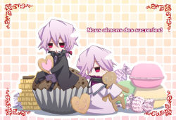 Rule 34 | 00s, 2boys, bad id, bad pixiv id, cake, candy, chibi, cocorosso, cookie, dual persona, food, formal, gingerbread, gingerbread cookie, hair over one eye, macaron, male focus, multiple boys, pandora hearts, red eyes, ribbon, short hair, silver hair, xerxes break