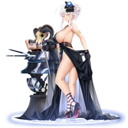 Rule 34 | 1girl, absurdres, ahoge, animal skull, armlet, azur lane, backless dress, backless outfit, bare arms, bare shoulders, black footwear, black gloves, black panties, book, breasts, cannon, cleavage, closed eyes, clothes lift, dress, flower, gloves, hair between eyes, hair flower, hair ornament, hair up, halterneck, high heels, highres, holding, holding staff, huge breasts, legs, lifting own clothes, long skirt, original, panties, parted lips, piukute062, side slit, sideboob, sidelocks, silver hair, skirt, skirt lift, staff, thighs, underwear, updo