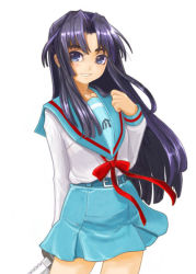 Rule 34 | 00s, asakura ryouko, blue eyes, blue hair, ikara, knife, school uniform, serafuku, skirt, solo, suzumiya haruhi no yuuutsu