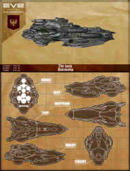 Rule 34 | 3d, brown theme, character sheet, commentary, concept art, copyright name, cruiser (eve online), english text, eve online, from side, gallente federation (eve online), highres, logo, military vehicle, mirage876, multiple views, no humans, original, science fiction, spacecraft, spaceship, thrusters, vehicle focus