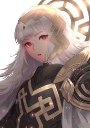 Rule 34 | 1girl, armor, commentary, crown, english commentary, fire emblem, fire emblem heroes, hair ornament, juwei, long hair, looking at viewer, nintendo, parted lips, red eyes, shoulder armor, solo, veronica (fire emblem)
