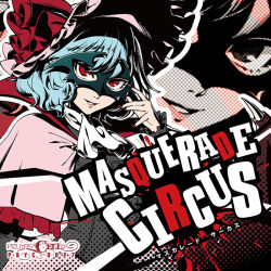 Rule 34 | 1girl, album cover, alternate costume, ascot, black sleeves, blue hair, bow, capelet, cover, dress, fingernails, frilled shirt, frills, girdle, hat, long fingernails, long sleeves, looking at viewer, mask, mob cap, pink dress, red bow, red eyes, red ribbon, remilia scarlet, ribbon, shirt, solo, splatter, touhou, zoom layer
