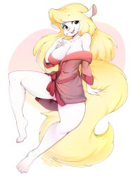 Rule 34 | 1girl, :d, animaniacs, artist name, bad id, bad tumblr id, black eyes, breasts, cleavage, collarbone, english text, eyeshadow, finger to mouth, full body, furry, furry female, head tilt, heart, heart background, highres, long hair, looking at viewer, makeup, minerva mink, off shoulder, open mouth, robe, slugbox, smile, solo, twitter username, very long hair, white background
