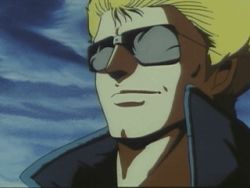 Rule 34 | 1980s (style), 1boy, animated, animated gif, blonde hair, lowres, m.d. geist, male focus, md geist, mds-02 geist, ohata koichi, oldschool, qvga, retro artstyle, short hair, solo, sunglasses