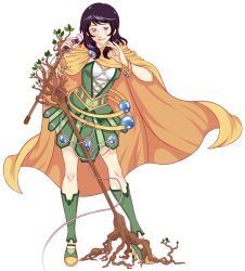 Rule 34 | 1girl, akiglancy, avanna, black hair, blue eyes, body blush, boots, bracelet, branch, breasts, cable, cape, cleavage, freckles, highres, jewelry, leaf, medium breasts, microphone, official art, open mouth, skirt, smile, solo, transparent background, vocaloid