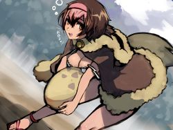 Rule 34 | 1girl, :d, bare legs, barefoot sandals (jewelry), bird tail, blush, bra, brown hair, carrying, commentary request, dodo (kemono friends), egg, empty eyes, fur collar, fur trim, hair between eyes, hairband, kemono friends, lace, lace-trimmed bra, lace trim, looking at viewer, multicolored hair, nature, open mouth, pink hair, poncho, red footwear, riri (dgra3272), sandals, short hair, smile, solo, tail, translated, two-tone hair, underwear, white bra, yellow eyes
