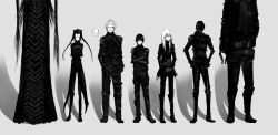 Rule 34 | 2girls, 5boys, bad id, bad pixiv id, blame!, blon, cibo, cyberpunk, davine lu linvega, dhomochevsky, everyone, ghost in the shell, ghost in the shell lineup, ghost in the shell stand alone complex, greyscale, highres, iko, killy, lineup, long hair, missing eye, monochrome, multiple boys, multiple girls, parody, pcell, schiff (blame!), twintails, yuu (yu1you2iu3)