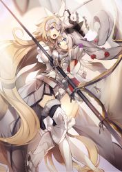 Rule 34 | 2girls, :o, absurdly long hair, alternate hairstyle, armor, armored dress, ass, bare shoulders, black legwear, blonde hair, blue eyes, blurry, boots, bow, chain, depth of field, dress, fate/apocrypha, fate/grand order, fate (series), faulds, flag, flower, frilled hat, frills, gauntlets, gloves, hair down, hair flower, hair ornament, hand on another&#039;s waist, hat, hat bow, headpiece, highres, holding, holding flag, jeanne d&#039;arc (fate), jeanne d&#039;arc (ruler) (fate), jeanne d&#039;arc (third ascension) (fate), large hat, light rays, long hair, looking at viewer, marie antoinette (fate), marie antoinette (third ascension) (fate), multiple girls, no-kan, open mouth, panties, pantyshot, plackart, purple eyes, purple flower, purple rose, red flower, red rose, rose, short dress, silver hair, sleeveless, sleeveless dress, smile, thigh boots, thighhighs, twintails, underwear, very long hair, white bow, white dress, white gloves, white headwear, white legwear, white panties, yuri, zettai ryouiki