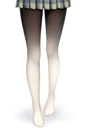Rule 34 | 1girl, black pantyhose, gradient legwear, grey skirt, haneru, highres, legs, lower body, multicolored clothes, multicolored legwear, original, out of frame, pantyhose, plaid, plaid skirt, pleated skirt, simple background, skirt, solo, standing, thighs, white background, white pantyhose