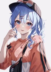 Rule 34 | + +, 1girl, bag, blue eyes, blue hair, blue nails, blush, glasses, hair ornament, hairpin, hat, highres, hololive, hoshimachi suisei, jewelry, light blush, looking at viewer, multiple hairpins, necklace, orange nails, orange shirt, sa-ya2, shirt, simple background, smile, solo, star (symbol), star in eye, star necklace, symbol in eye, tongue, tongue out, virtual youtuber, white background