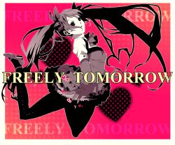 Rule 34 | 1girl, elbow gloves, freely tomorrow (vocaloid), gloves, hatsune miku, heart, long hair, pantyhose, red eyes, skirt, solo, twintails, very long hair, vocaloid