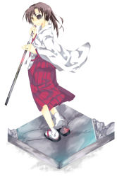 Rule 34 | 00s, 1girl, faux figurine, gintama, hakama, hakama skirt, ise (velvet088), japanese clothes, miko, red hakama, skirt, solo, sword, weapon, yagyuu kyuubei