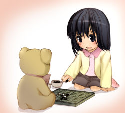 Rule 34 | 1girl, aged down, board game, casual, child, ds (artist), ds (ndsl), reversi, saki (manga), solo, stuffed animal, stuffed toy, touyoko momoko