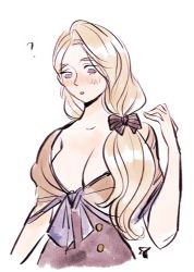 Rule 34 | 1girl, ?, blush, breasts, chickenbabby, cleavage, confused, fire emblem, fire emblem: three houses, large breasts, mercedes von martritz, nintendo, solo, tagme