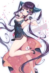 Rule 34 | bad id, bad twitter id, blue eyes, breasts, china dress, chinese clothes, chinese mythology, dress, fate/grand order, fate (series), gomashio ponz, highres, large breasts, legs, purple hair, solo, thick thighs, thighs, twintails, yang guifei (fate), yang guifei (second ascension) (fate)