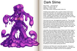 Rule 34 | blush, breasts, character profile, dark slime, kenkou cross, looking at viewer, monster girl, monster girl encyclopedia, slime girl