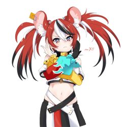 Rule 34 | animal ears, bare shoulders, black gloves, collar, crop top, crossed arms, dice hair ornament, gloves, hair ornament, hakos baelz, highres, holocouncil, hololive, hololive english, inapple, looking at viewer, midriff, mouse ears, mouse girl, off-shoulder shirt, off shoulder, shirt, single glove, spiked collar, spikes, strapless, strapless shirt, virtual youtuber