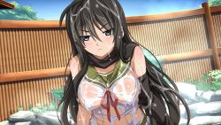Rule 34 | &gt;:&lt;, 1girl, :&lt;, ahoge, angry, bamboo fence, bandages, bare shoulders, black gloves, black hair, blue eyes, blush, body blush, breasts, breasts apart, closed mouth, day, dutch angle, elbow gloves, eyes visible through hair, fence, frown, game cg, gloves, green skirt, greeze18, hair between eyes, large breasts, long hair, looking at viewer, no bra, onsen, outdoors, parted bangs, plaid, plaid skirt, ribbon, rock, sakura spirit, scarf, school uniform, see-through, serafuku, shirt, sidelocks, single elbow glove, skirt, sky, solo, sparkle, steam, sukino miyo, tree, upper body, v-shaped eyebrows, very long hair, wanaca, wet, wet clothes, wet hair, wet shirt, winged cloud
