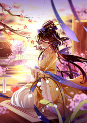 Rule 34 | 1girl, apple, bad id, bad pixiv id, bridge, candle, cherry blossoms, chinese clothes, flower, food, fruit, hanfu, luo tianyi, solo, vocaloid, xiao guiling