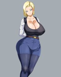 Rule 34 | 1girl, android 18, animated, animated gif, ass, blonde hair, breasts, curvy, dragon ball, dragonball z, highres, huge ass, huge breasts, nipples, pinkpawg, wide hips