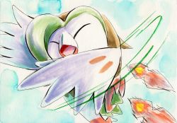Rule 34 | bad id, bad twitter id, closed eyes, commentary request, creatures (company), dartrix, game freak, gen 7 pokemon, iwane masaaki, motion lines, nintendo, no humans, open mouth, pokemon, pokemon (creature), sketch, solo, throwing, tongue