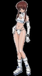 Rule 34 | 1girl, bare shoulders, boots, brown hair, cleavage cutout, clothing cutout, contrapposto, elbow gloves, full body, gloves, halterneck, halterneck, hand on own hip, hikari to mizu no daphne, knee boots, long sleeves, looking at viewer, lowres, midriff, mizuki maia, navel, revealing clothes, short hair with long locks, sidelocks, solo, standing, transparent background, white background, white footwear, white gloves