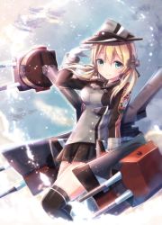 Rule 34 | 10s, 1girl, anchor hair ornament, blonde hair, gloves, hair ornament, hat, kantai collection, long hair, military, military uniform, non (nobu), peaked cap, prinz eugen (kancolle), skirt, solo, twintails, uniform
